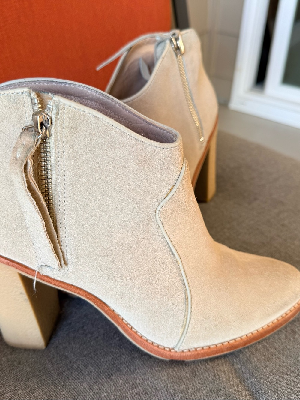 Derek Lam 10 Crosby Suede beige heel Ankle Booties boots Maddox